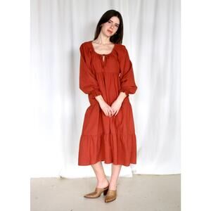 NEW! Lacausa Size XL Tate Cotton Dress Rust Red Boho Everyday Casual H12-3